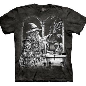 The Mountain Wizard Dragon Dragons Magic Sorcerer Medieval Black T-Shirt S-3X